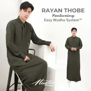 NUQTOH x ABYAD | RAYAN Thobe | Gamis Pria Premium Slim Silhouette Clean Look dengan Easy Wudhu System & UV Protection