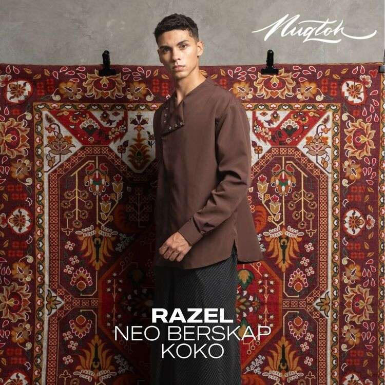 NUQTOH x ABYAD | RAZEL Neo Beskap Koko | Koko Kerah V Neck Dengan Kancing Serong - Image 7