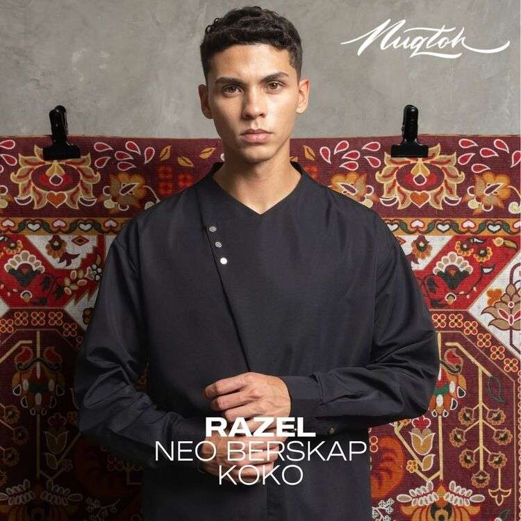 NUQTOH x ABYAD | RAZEL Neo Beskap Koko | Koko Kerah V Neck Dengan Kancing Serong - Image 3
