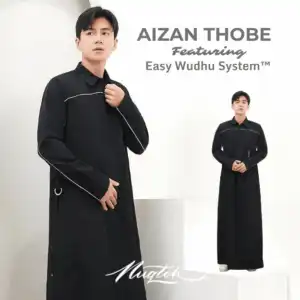 NUQTOH x ABYAD | AIZAN Thobe | Gamis Pria Premium dengan Slim Silhouette & Signature Piping & UV Protection