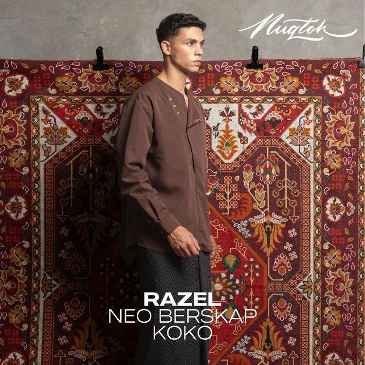 NUQTOH x ABYAD | RAZEL Neo Beskap Koko | Koko Kerah V Neck Dengan Kancing Serong - Image 9