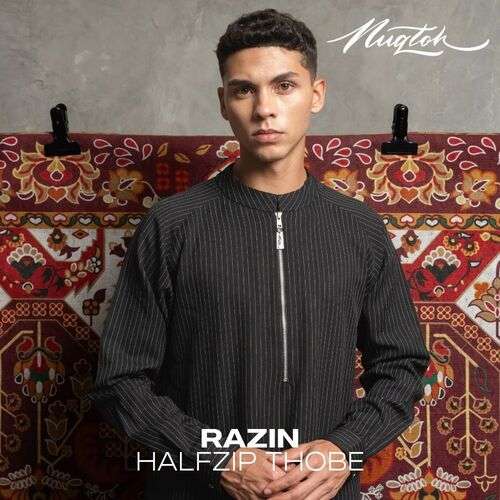 NUQTOH x ABYAD | RAZIN Thobe | Gamis Pria Premium Pinstripe Half Zip dengan Easy Wudhu System - Image 2