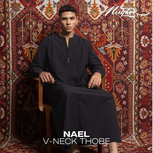 NUQTOH x ABYAD | NAEL Thobe | Modern Utility V-Neck Thobe with UV Protection & Easy Wudhu System - Image 6