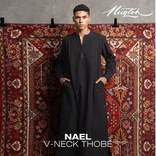 NUQTOH x ABYAD | NAEL Thobe | Modern Utility V-Neck Thobe with UV Protection & Easy Wudhu System - Image 3