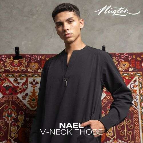 NUQTOH x ABYAD | NAEL Thobe | Modern Utility V-Neck Thobe with UV Protection & Easy Wudhu System - Image 2