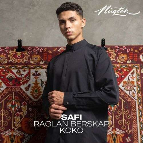 NUQTOH x ABYAD | SAFI Raglan Beskap Koko | Koko Kerah Tinggi Modern dengan Detail Belah Depan - Image 9