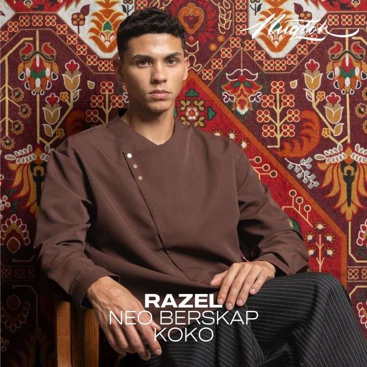 NUQTOH x ABYAD | RAZEL Neo Beskap Koko | Koko Kerah V Neck Dengan Kancing Serong - Image 5