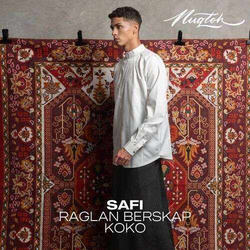 NUQTOH x ABYAD | SAFI Raglan Beskap Koko | Koko Kerah Tinggi Modern dengan Detail Belah Depan - Image 4