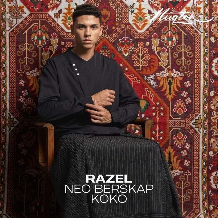 NUQTOH x ABYAD | RAZEL Neo Beskap Koko | Koko Kerah V Neck Dengan Kancing Serong - Image 6
