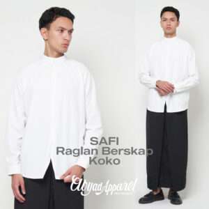 NUQTOH x ABYAD | SAFI Raglan Beskap Koko | Koko Kerah Tinggi Modern dengan Detail Belah Depan