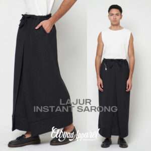 NUQTOH x ABYAD | LAJUR Sarong | Modern Directional Pinstripe Sarong | Sarung Instant Pria Modern Motif Garis dengan Potongan Panel Berarah